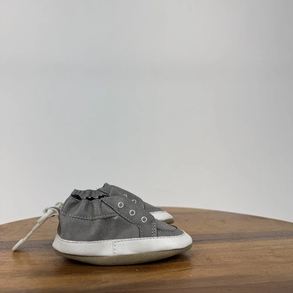 New Infant Robeez Soft Soles Gray Comfort Casual Shoes Size‎ 6-12 Months NWOB